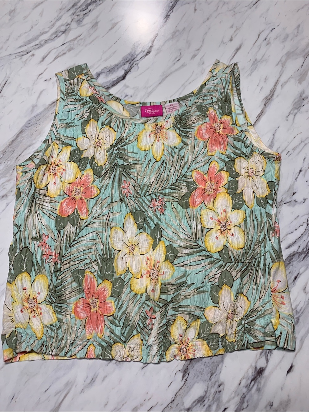 Pappagallo Floral Tank Top in Mint, Yellow & Coral